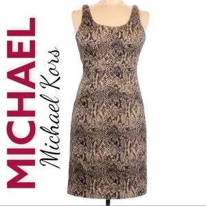 NWT MICHAEL Michael Kors Snake‎ Print Sheath Dress, Size 8